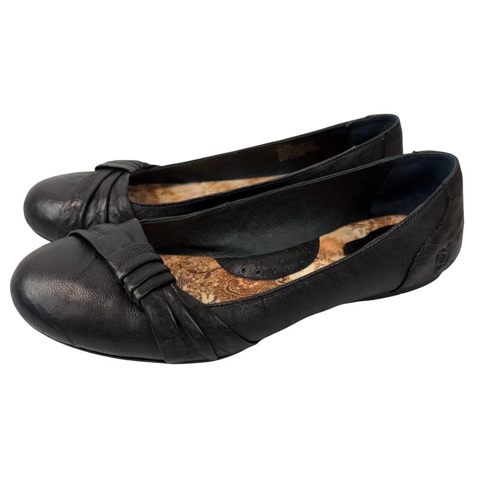 Born Black Leather Knot-Accent Flats